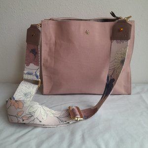 Erin Condren Dusty Pink Crossbody Shoulder Bag with Floral Strap
